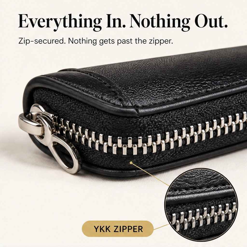 Vaulden – RFID-Blocking Zip-Around Slim Leather Wallet with ID Window + 50% OFF