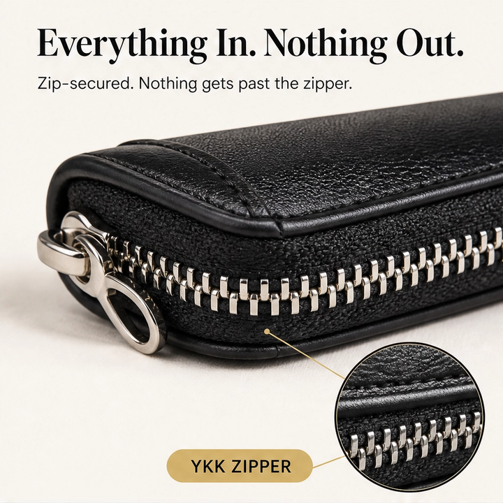 Vaulden – RFID-Blocking Zip-Around Slim Leather Wallet with ID Window + 50% OFF