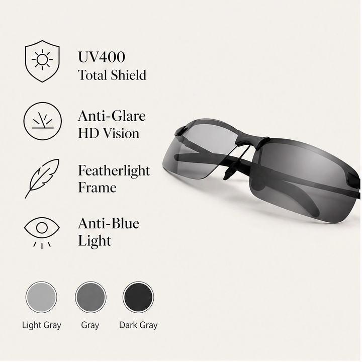 Lumora – Photochromic Polarized UV400 Sunglasses, Auto-Adjusting Lenses for Driving, Hiking &amp; Beach + 50% OFF