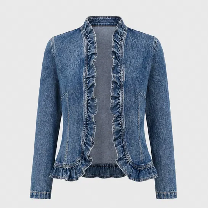 Wisteria™ – Ruffle-Trim Open-Front Lightweight Denim Jacket + 50% OFF