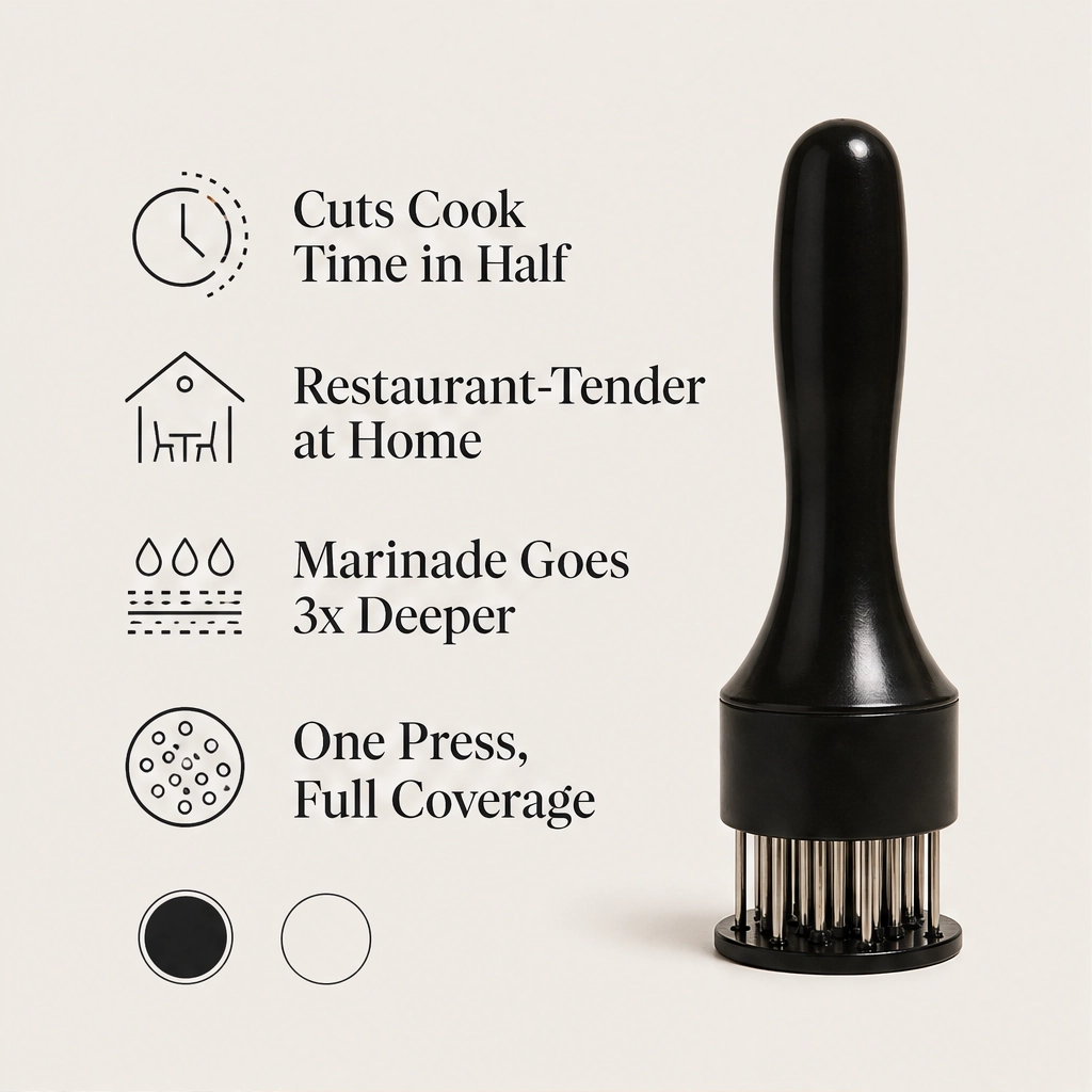 Searwell – Stainless Steel Needle Meat Tenderizer with Retractable Safety Guard + 50% OFF