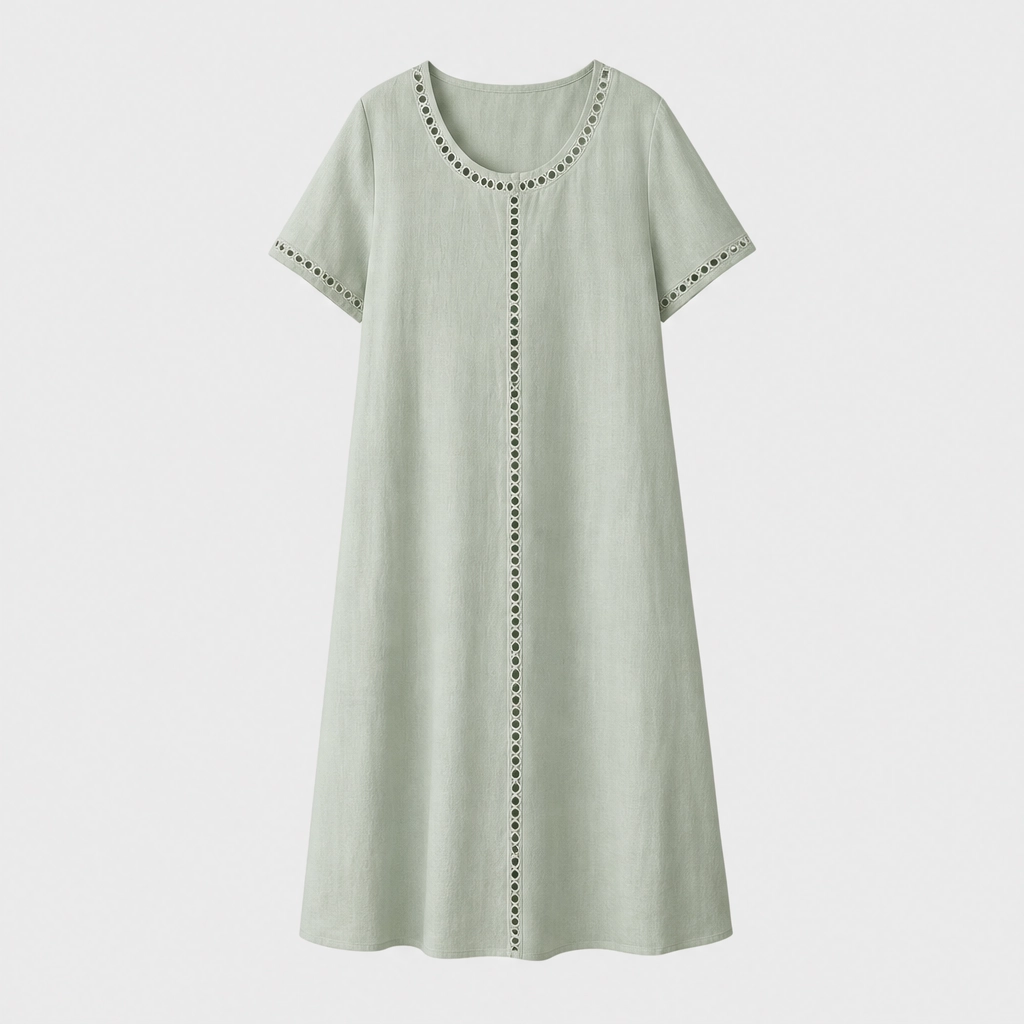 Linaire™ – Breathable Cotton-Linen Openwork Midi Dress + 50% OFF