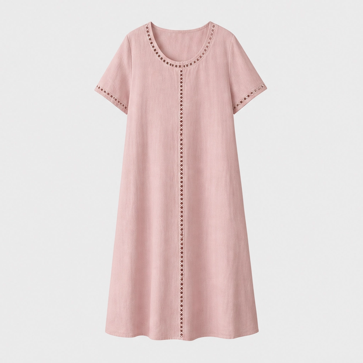 Linaire™ – Breathable Cotton-Linen Openwork Midi Dress + 50% OFF