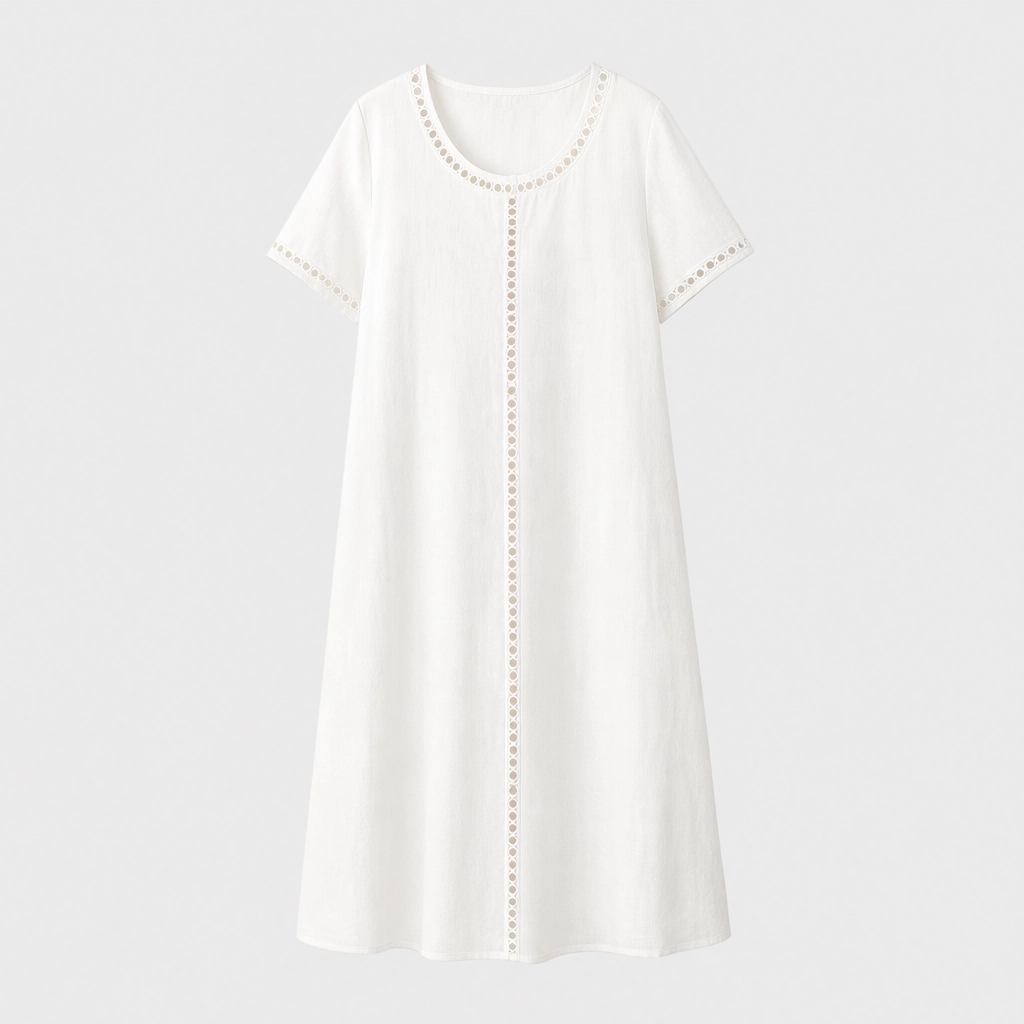Linaire™ – Breathable Cotton-Linen Openwork Midi Dress + 50% OFF