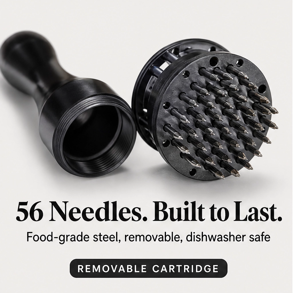 Searwell – Stainless Steel Needle Meat Tenderizer with Retractable Safety Guard + 50% OFF