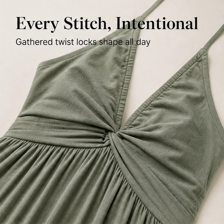 Sundara™ – Flowing Halter Backless Tiered Resort Maxi Dress + 50% OFF