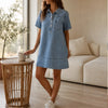 Willowen™ – Flowy Half-Button Denim Shirt Mini Dress with Pockets + 50% OFF