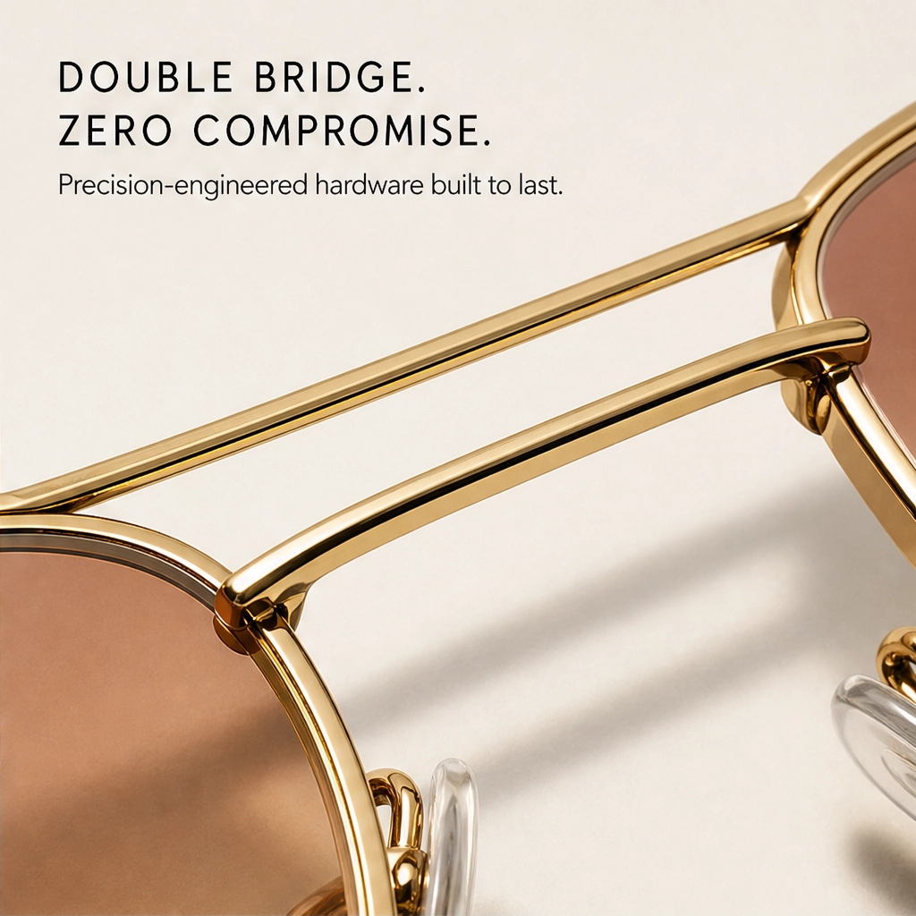 Halsted™ – Retro Double-Bridge Metal Frame Sunglasses with UV400 Protection + 50% OFF