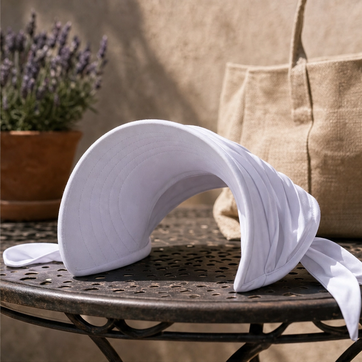 Solene™ – UPF 50+ Wide-Brim Scarf-Wrap Ponytail Sun Visor + 50% OFF