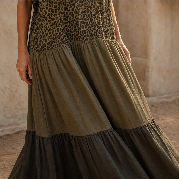 Savanna – V-Neck Tiered Bohemian Maxi Dress + 50% OFF