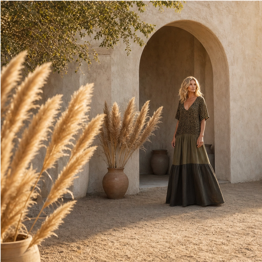 Savanna – V-Neck Tiered Bohemian Maxi Dress + 50% OFF