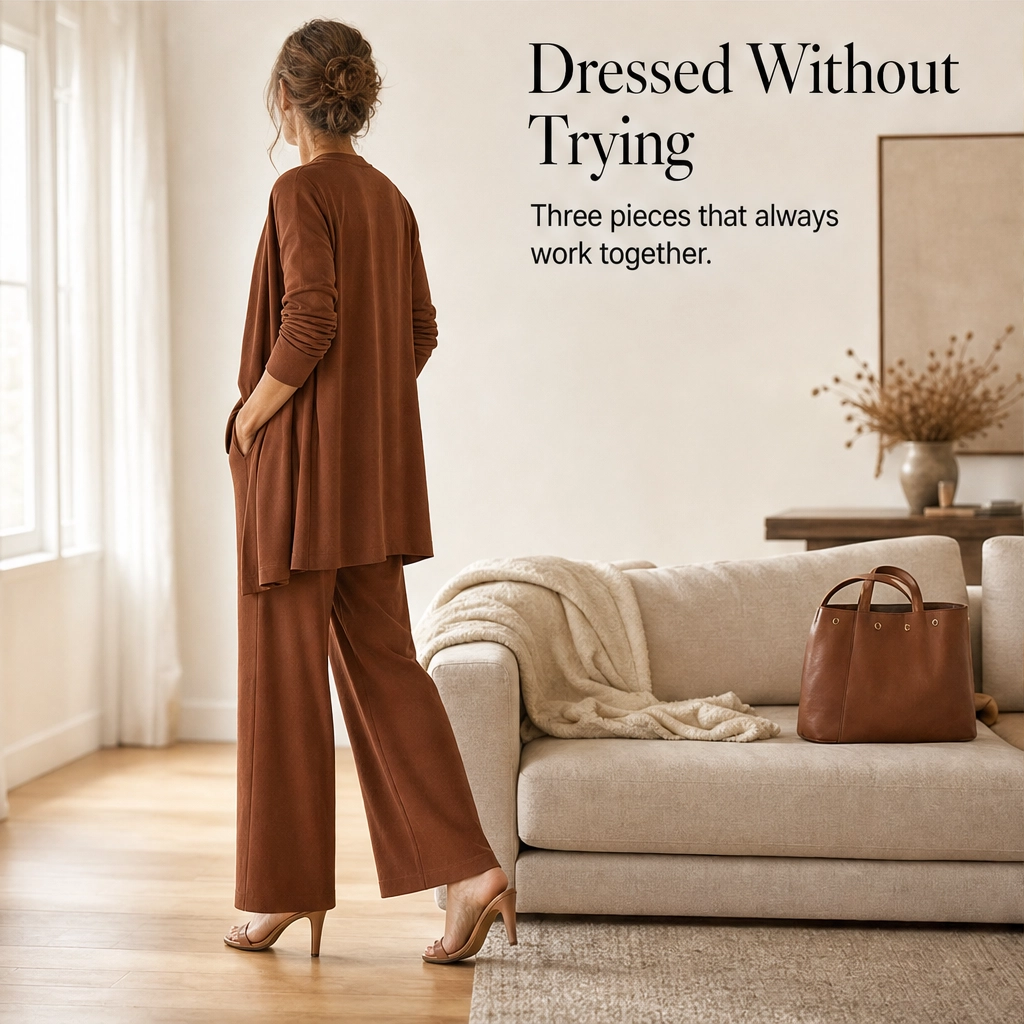 Mantle™ – Flowy 3-Piece Layered Duster Set with Wide-Leg Pants for Women + 50% OFF