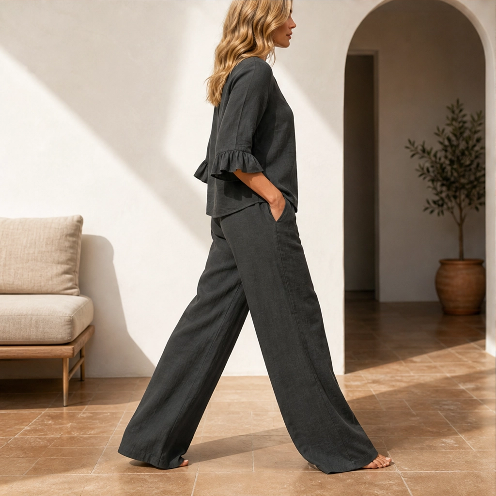 Lirelle™ – Ruffle-Sleeve Top &amp; Wide-Leg Lounge Set + 50% OFF