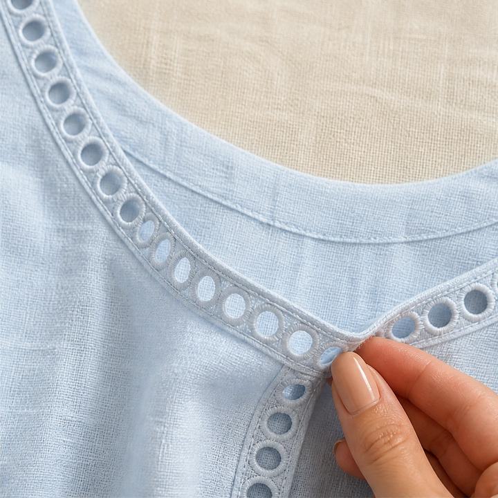 Linaire™ – Breathable Cotton-Linen Openwork Midi Dress + 50% OFF
