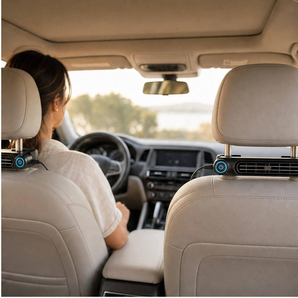 Cooldrift™ – 3-Speed Headrest Car Fan for Back Seat, Kids &amp; Pets + 50% OFF