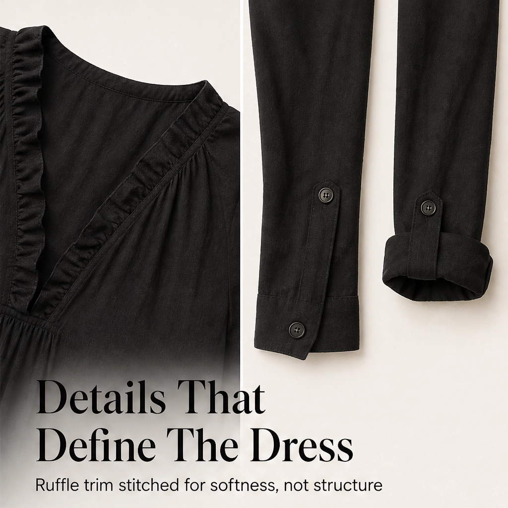Marisol – Ruffle V-Neck A-Line Maxi Dress with Pockets, Lightweight &amp; Flowy + 50% OFF