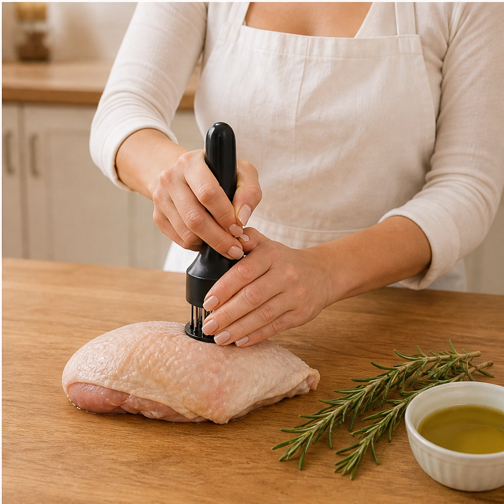 Searwell – Stainless Steel Needle Meat Tenderizer with Retractable Safety Guard + 50% OFF