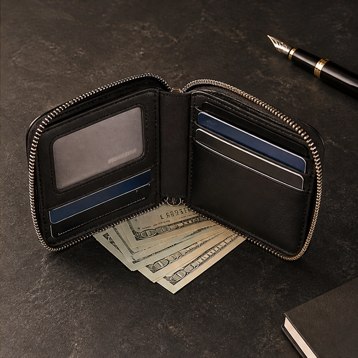 Vaulden – RFID-Blocking Zip-Around Slim Leather Wallet with ID Window + 50% OFF