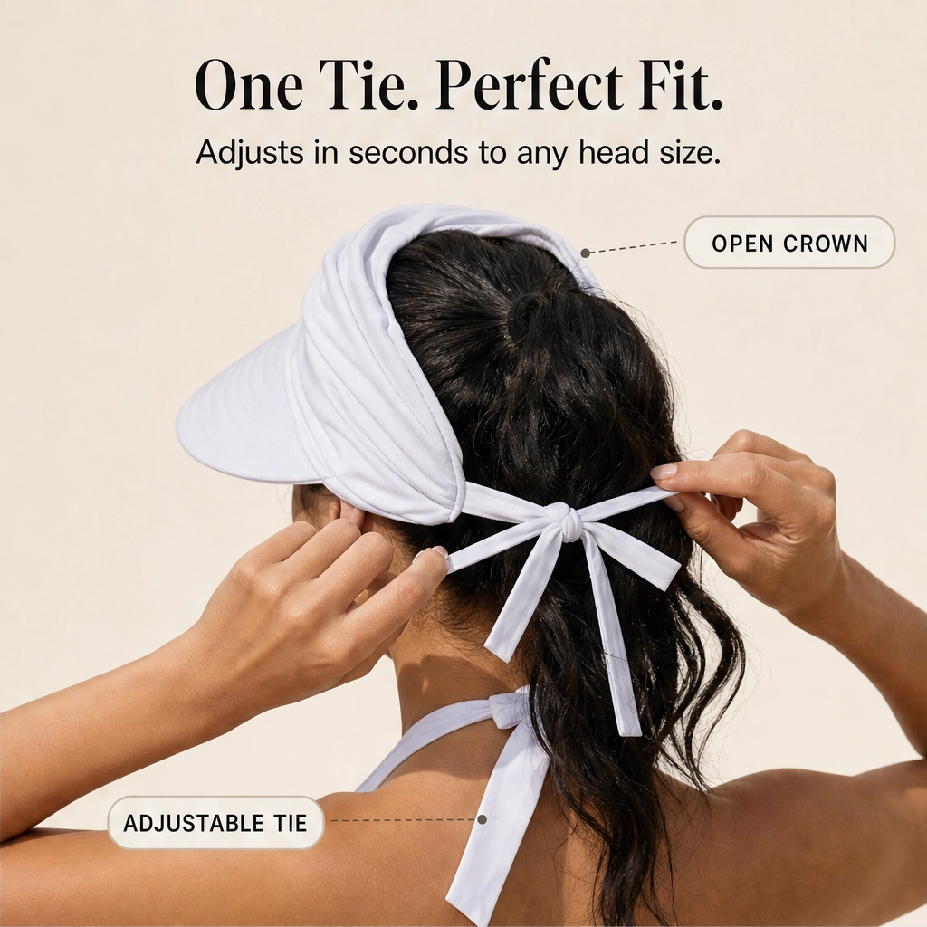 Solene™ – UPF 50+ Wide-Brim Scarf-Wrap Ponytail Sun Visor + 50% OFF