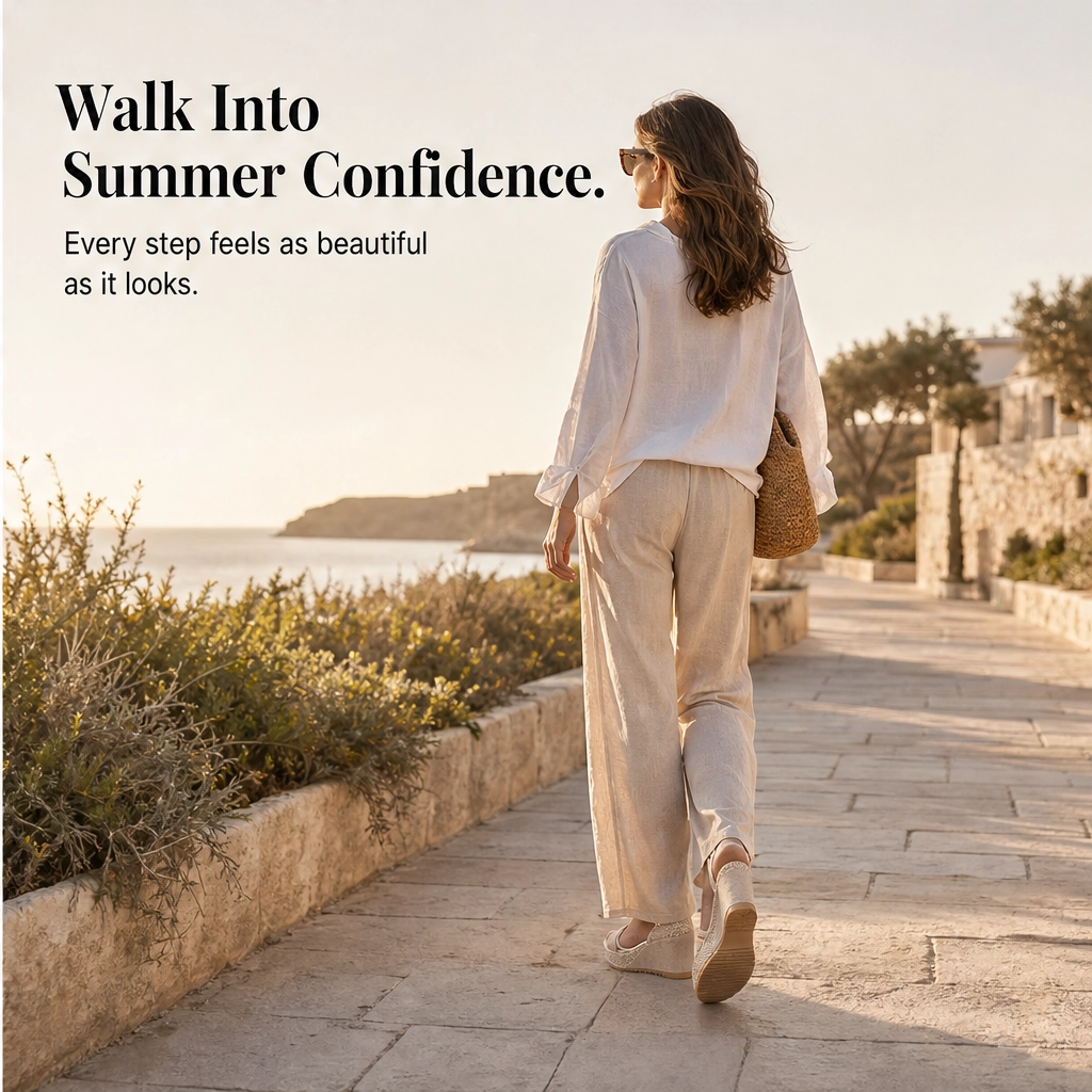 Solamatte™ – Woven Platform Wedge Sandals with Secure Double Ankle Straps + 50% OFF