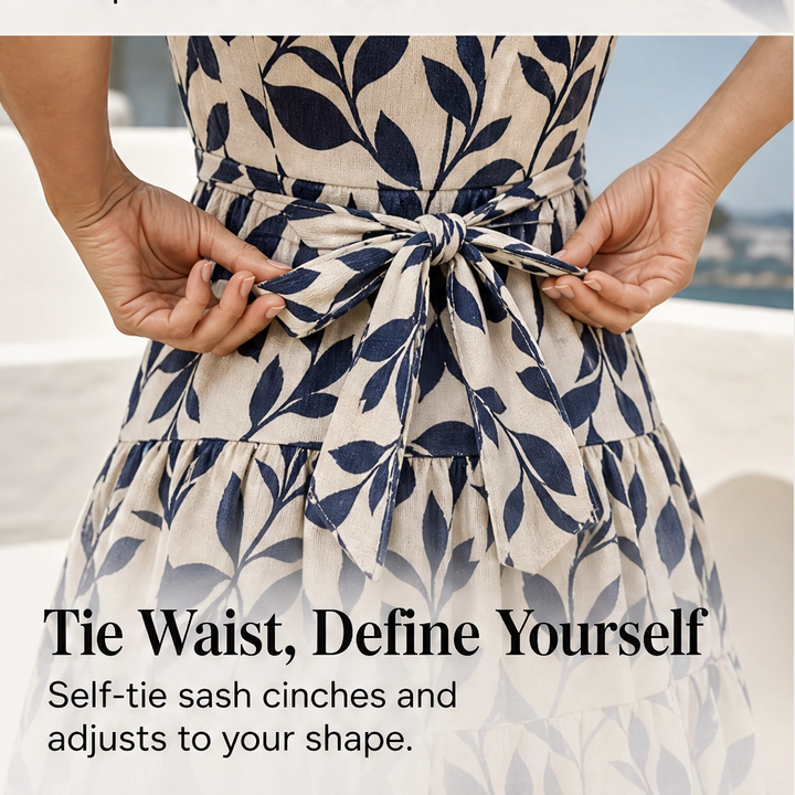 Solenne – Flutter Sleeve Tie-Waist Floral Tiered Midi Dress + 50% OFF