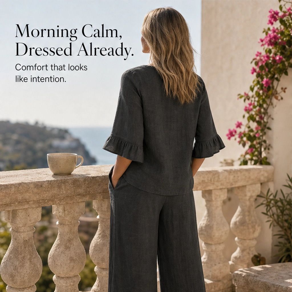 Lirelle™ – Ruffle-Sleeve Top &amp; Wide-Leg Lounge Set + 50% OFF