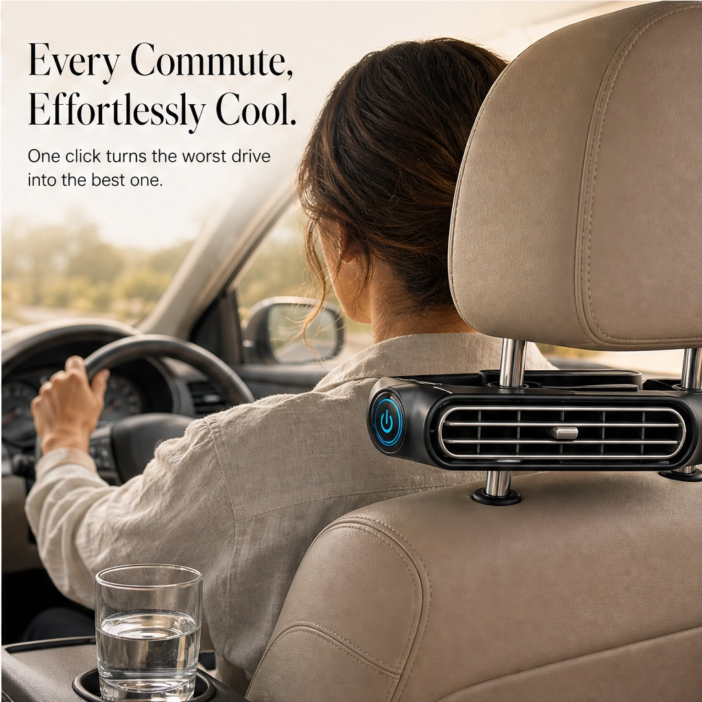 Cooldrift™ – 3-Speed Headrest Car Fan for Back Seat, Kids &amp; Pets + 50% OFF