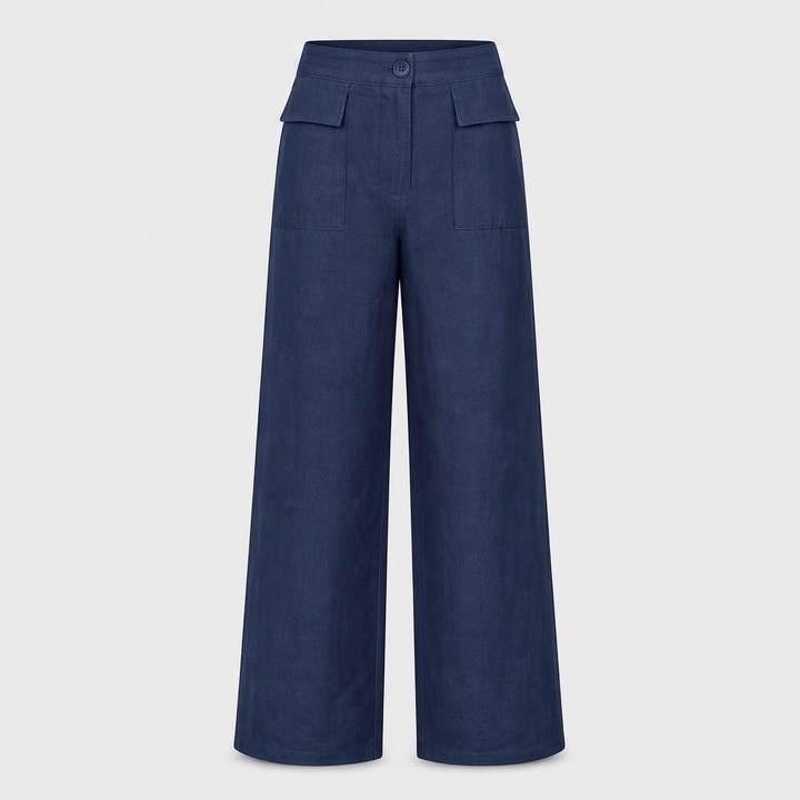 Vela™ – High-Waisted Cotton-Linen Wide-Leg Pants + 50% OFF
