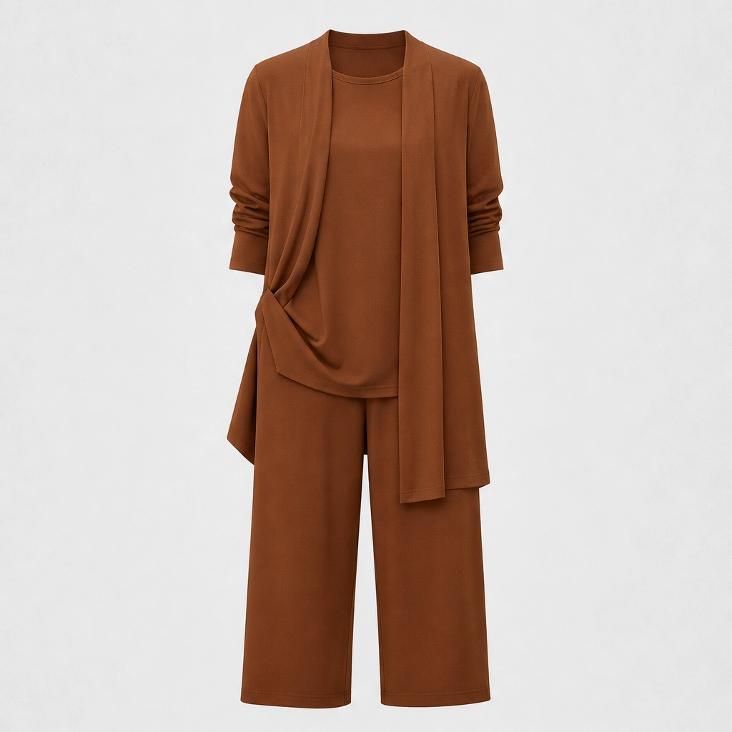 Mantle™ – Flowy 3-Piece Layered Duster Set with Wide-Leg Pants for Women + 50% OFF