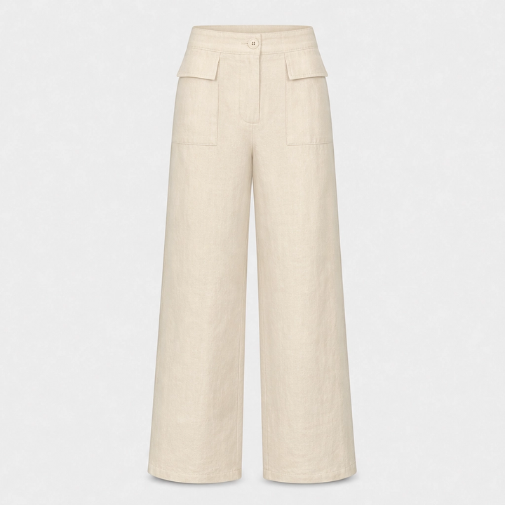 Vela™ – High-Waisted Cotton-Linen Wide-Leg Pants + 50% OFF