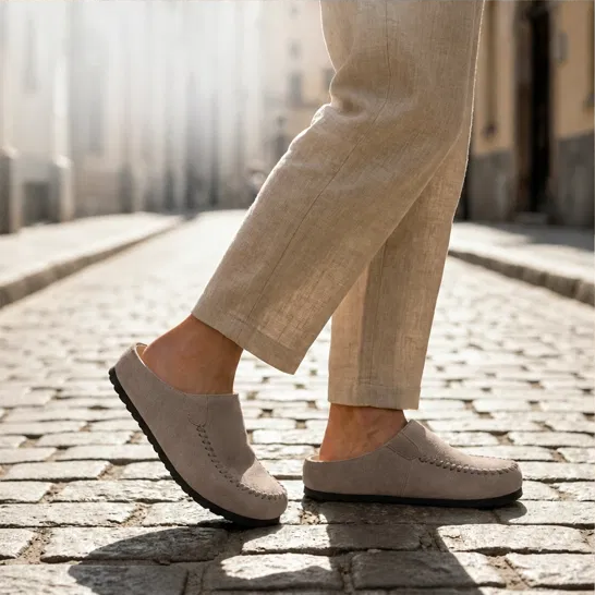 Hearthen™ – Hand-Stitched Suede Slip-On Comfort Mules + 50% OFF
