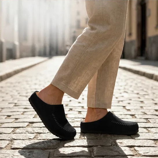 Hearthen™ – Hand-Stitched Suede Slip-On Comfort Mules + 50% OFF