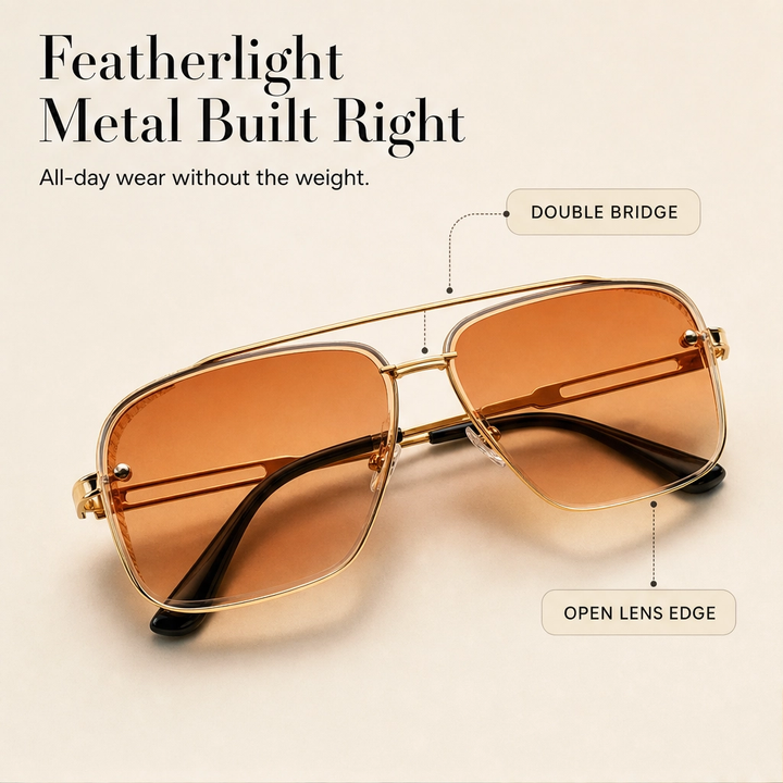 Halsted™ – Retro Double-Bridge Metal Frame Sunglasses with UV400 Protection + 50% OFF
