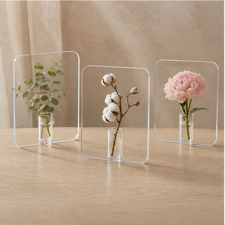 Lucent – Acrylic Frame Flower Vase, Clear Nordic Decor for Shelf &amp; Table + 50% OFF