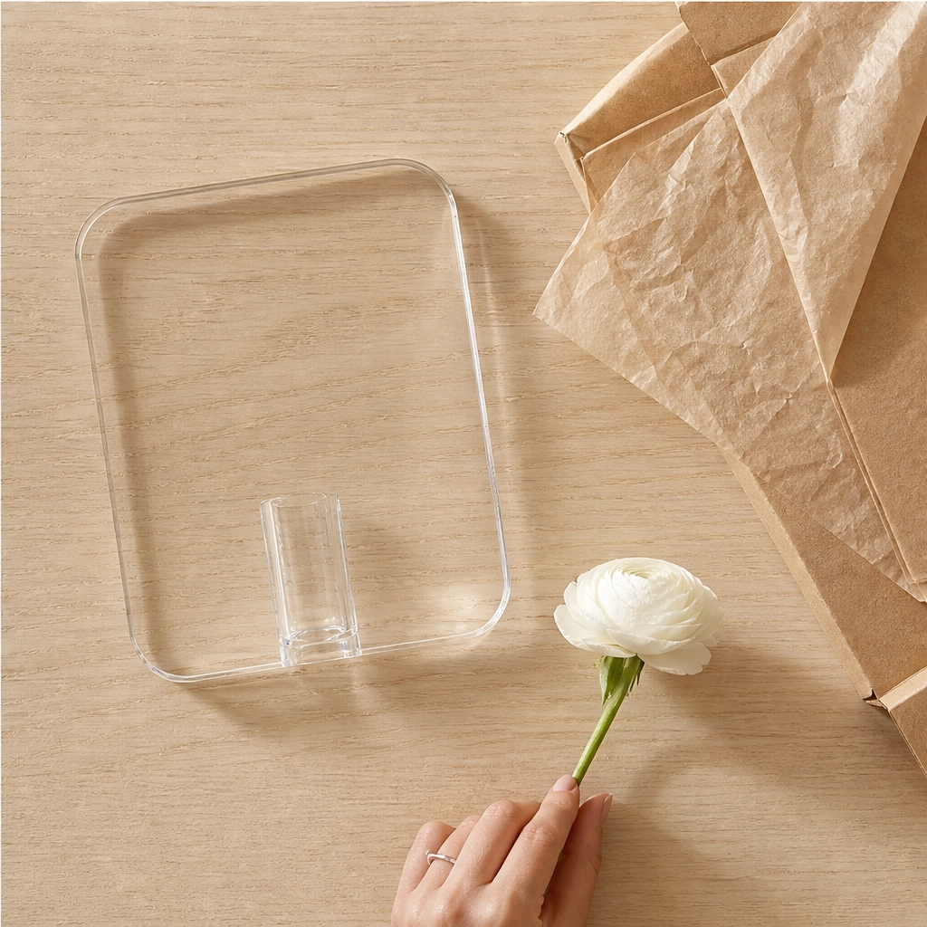 Lucent – Acrylic Frame Flower Vase, Clear Nordic Decor for Shelf &amp; Table + 50% OFF