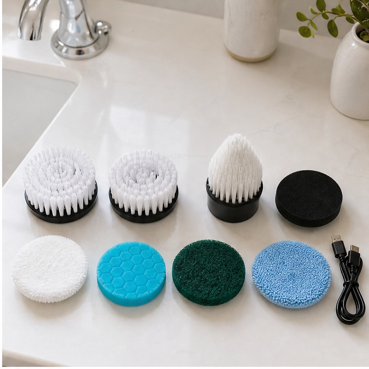 Gleam – Cordless Electric Spin Scrubber with 7 Brush Heads &amp; Telescopic Handle + 50% OFF
