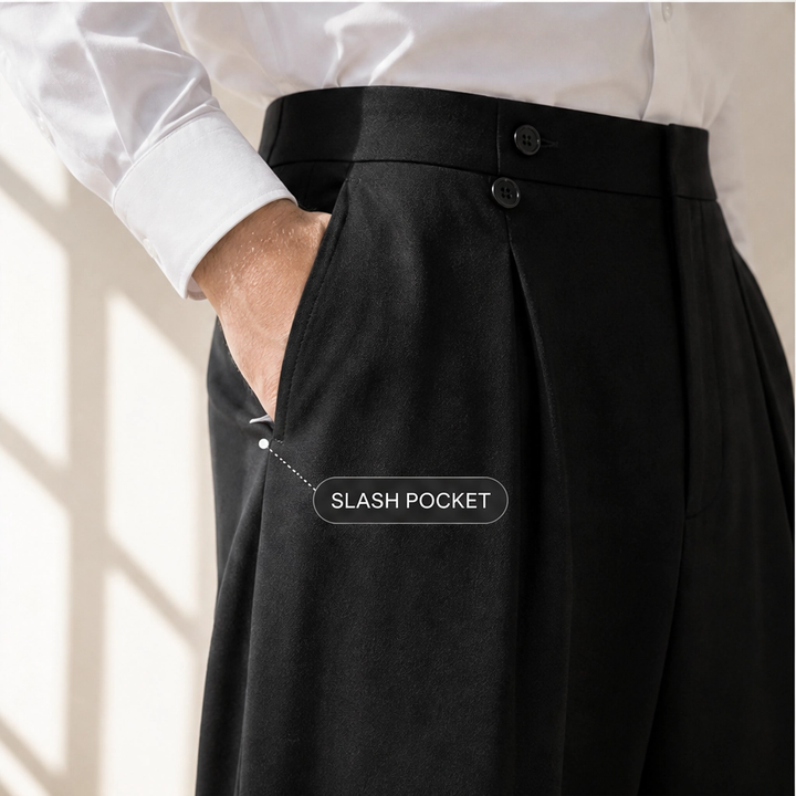 Beckford™ – Pleated Wide-Leg Suit Pants, Wrinkle-Resistant Drape Fabric + 50% OFF