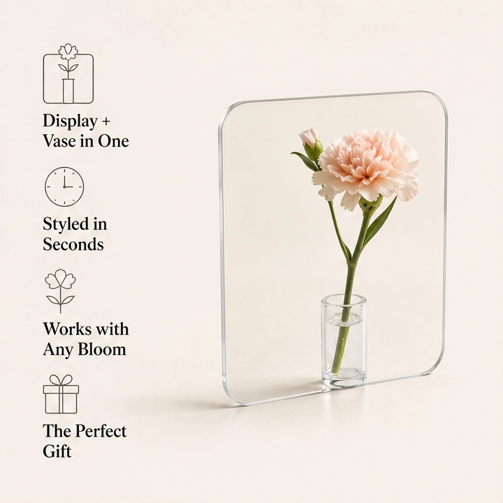 Lucent – Acrylic Frame Flower Vase, Clear Nordic Decor for Shelf &amp; Table + 50% OFF