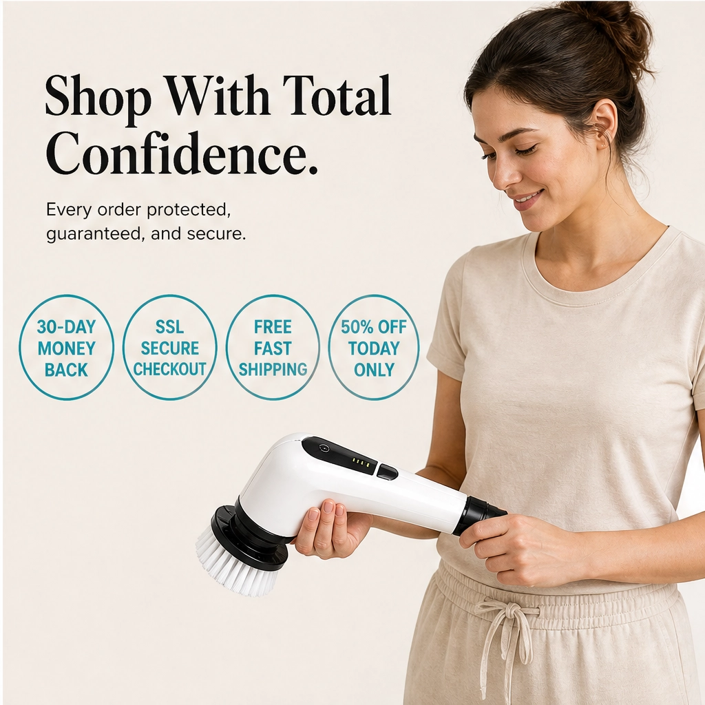 Gleam – Cordless Electric Spin Scrubber with 7 Brush Heads &amp; Telescopic Handle + 50% OFF