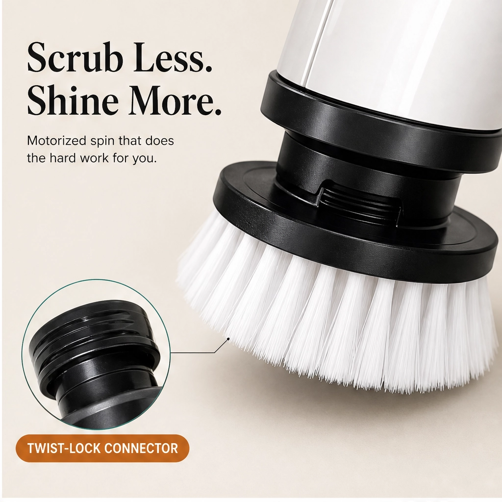 Gleam – Cordless Electric Spin Scrubber with 7 Brush Heads &amp; Telescopic Handle + 50% OFF