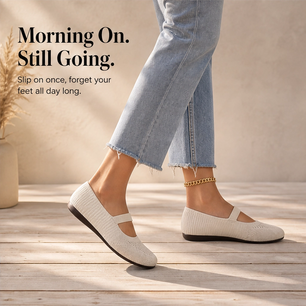 Sollora™ – Breathable Knit Cushioned Slip-On Flats for Women + 50% OFF