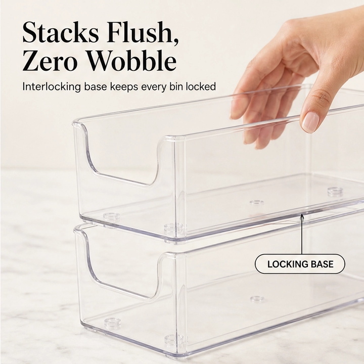Clearnook™ – Crystal-Clear Stackable Freezer &amp; Fridge Storage Bins with Handles + 50% OFF