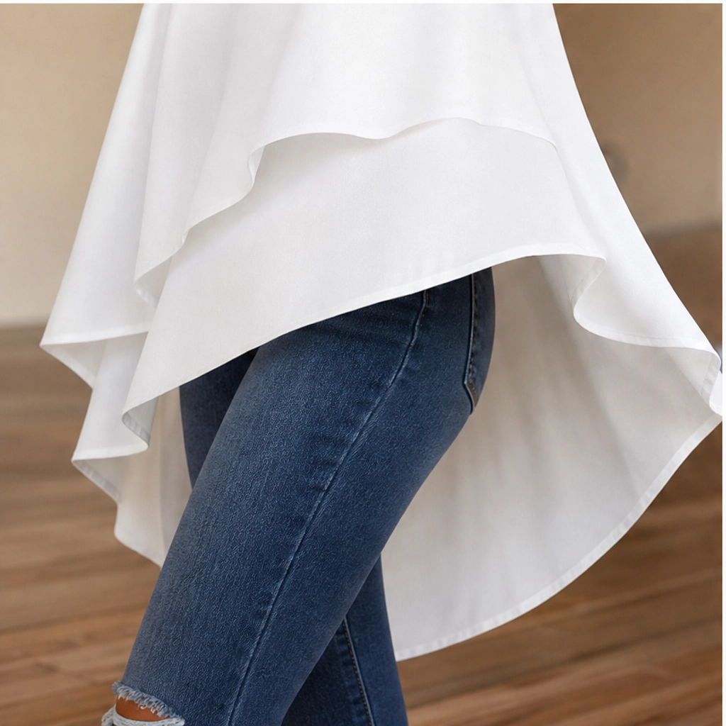 Almora™ – Asymmetrical Layered Cold-Shoulder Loose Fit Blouse + 50% OFF