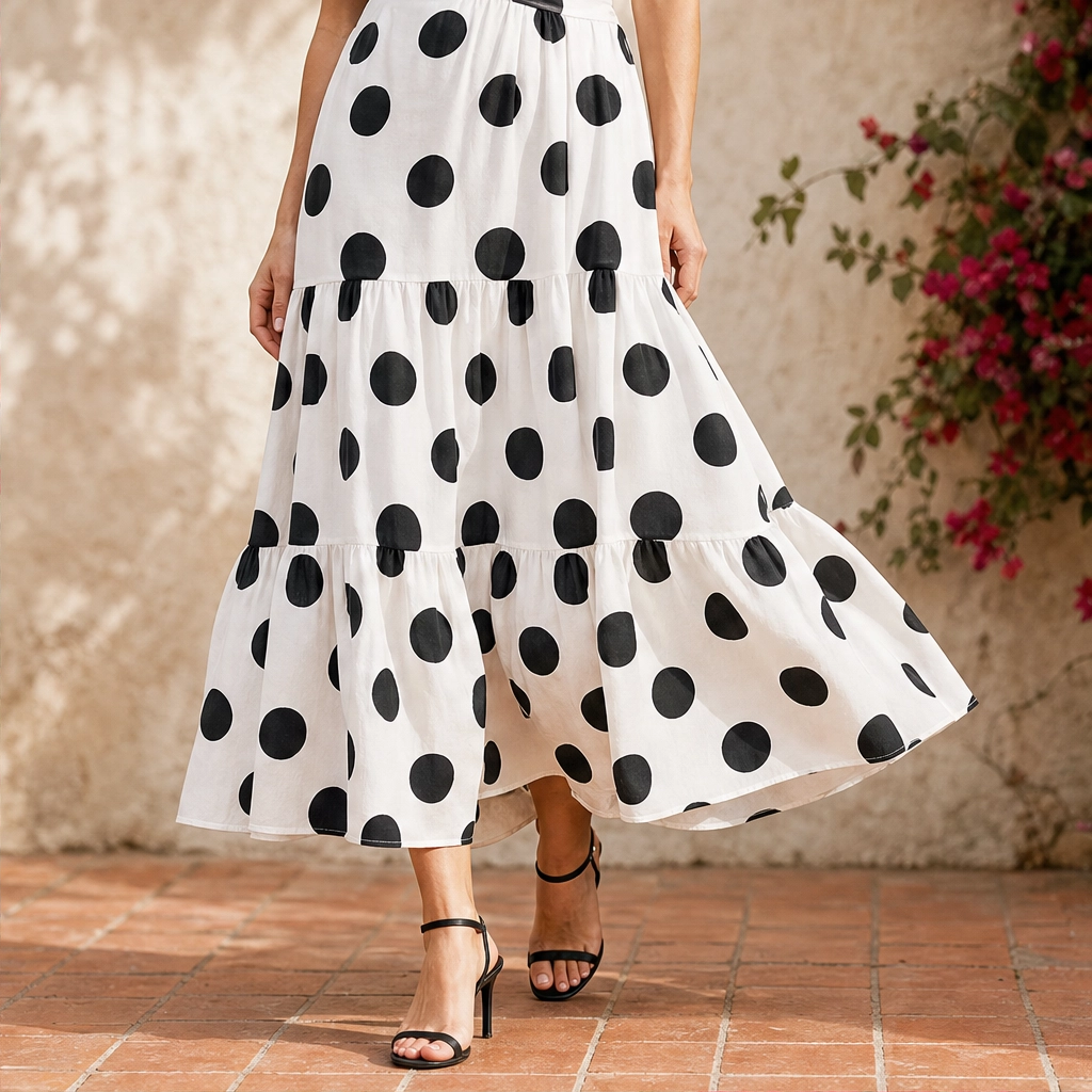 Solenna™ – Strapless Polka Dot Tiered Midi Dress + 50% OFF