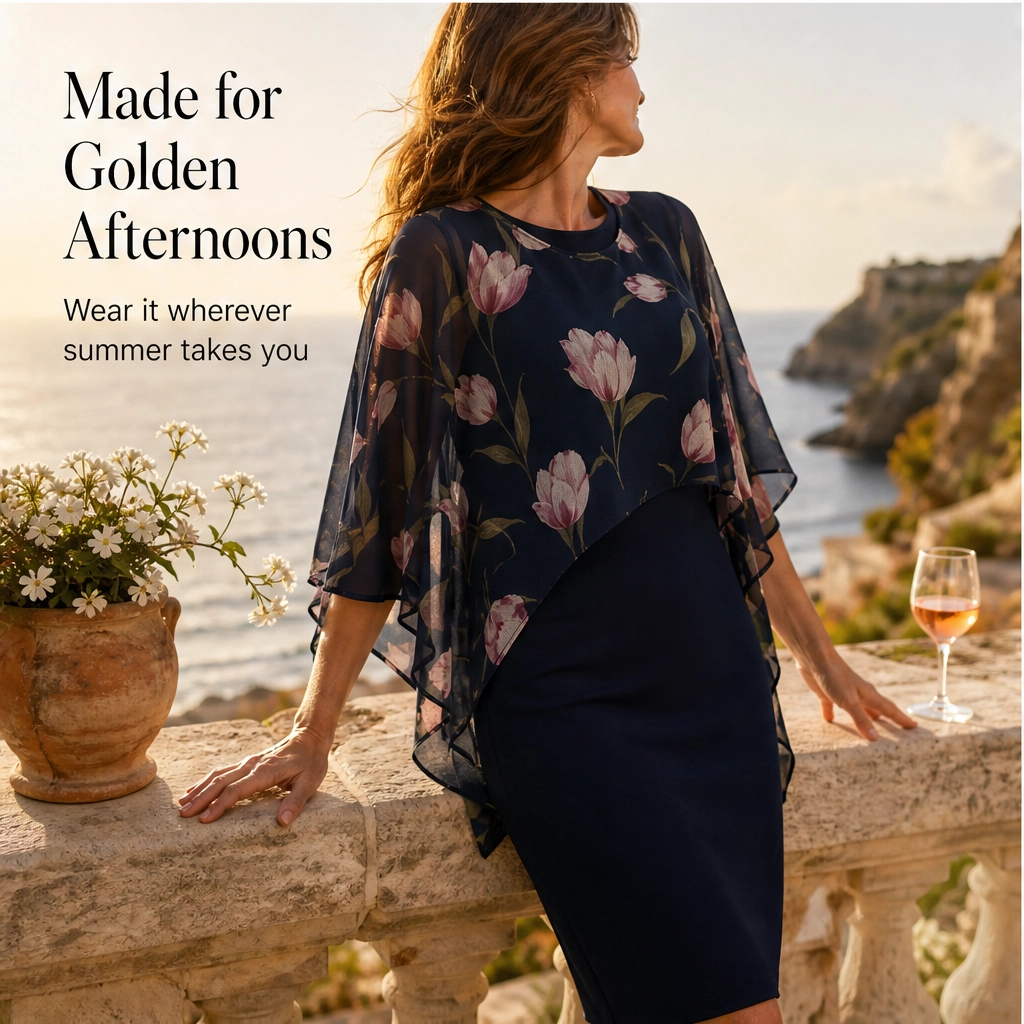 Mirabelle – Floral Chiffon Overlay Bodycon Dress Set for Women + 50% OFF