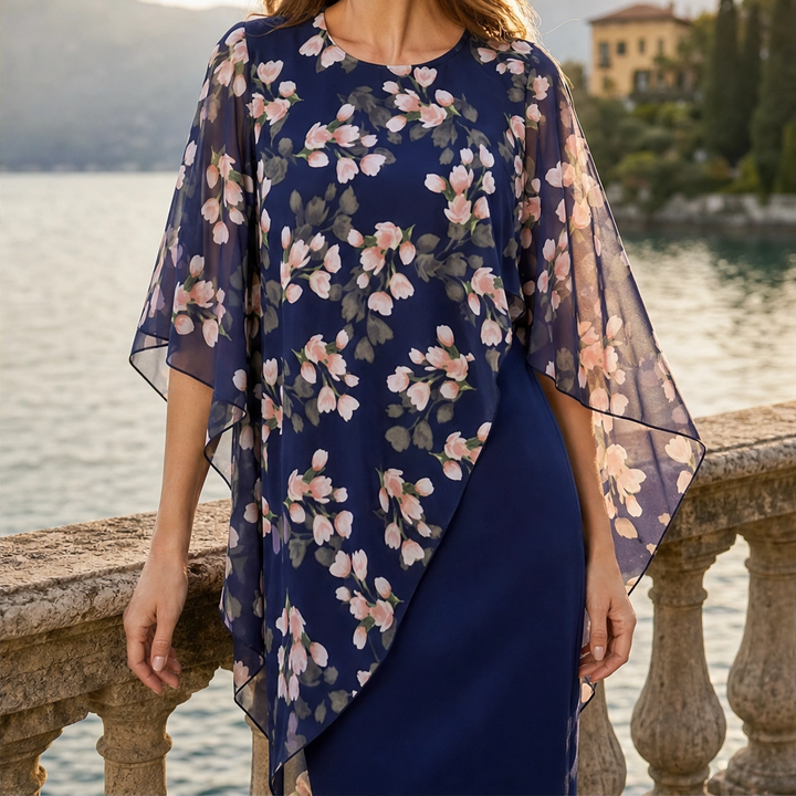 Mirabelle – Floral Chiffon Overlay Bodycon Dress Set for Women + 50% OFF