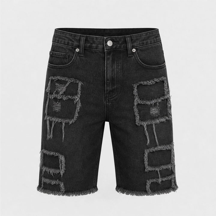 FRAYD™ – Distressed Frayed-Patch Denim Shorts for Men + 50% OFF