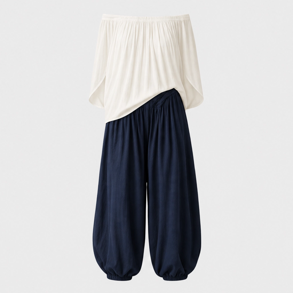 Sienne™ – Off-Shoulder Top &amp; Lantern Pants 2-Piece Set + 50% OFF