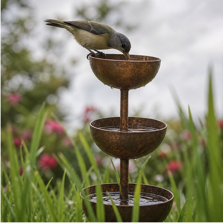 Coppervale™ – 3-Tier Cascading Rain Catcher &amp; Birdbath Garden Stake + 50% OFF