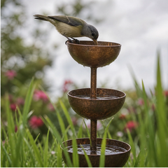 Coppervale™ – 3-Tier Cascading Rain Catcher & Birdbath Garden Stake + 50% OFF